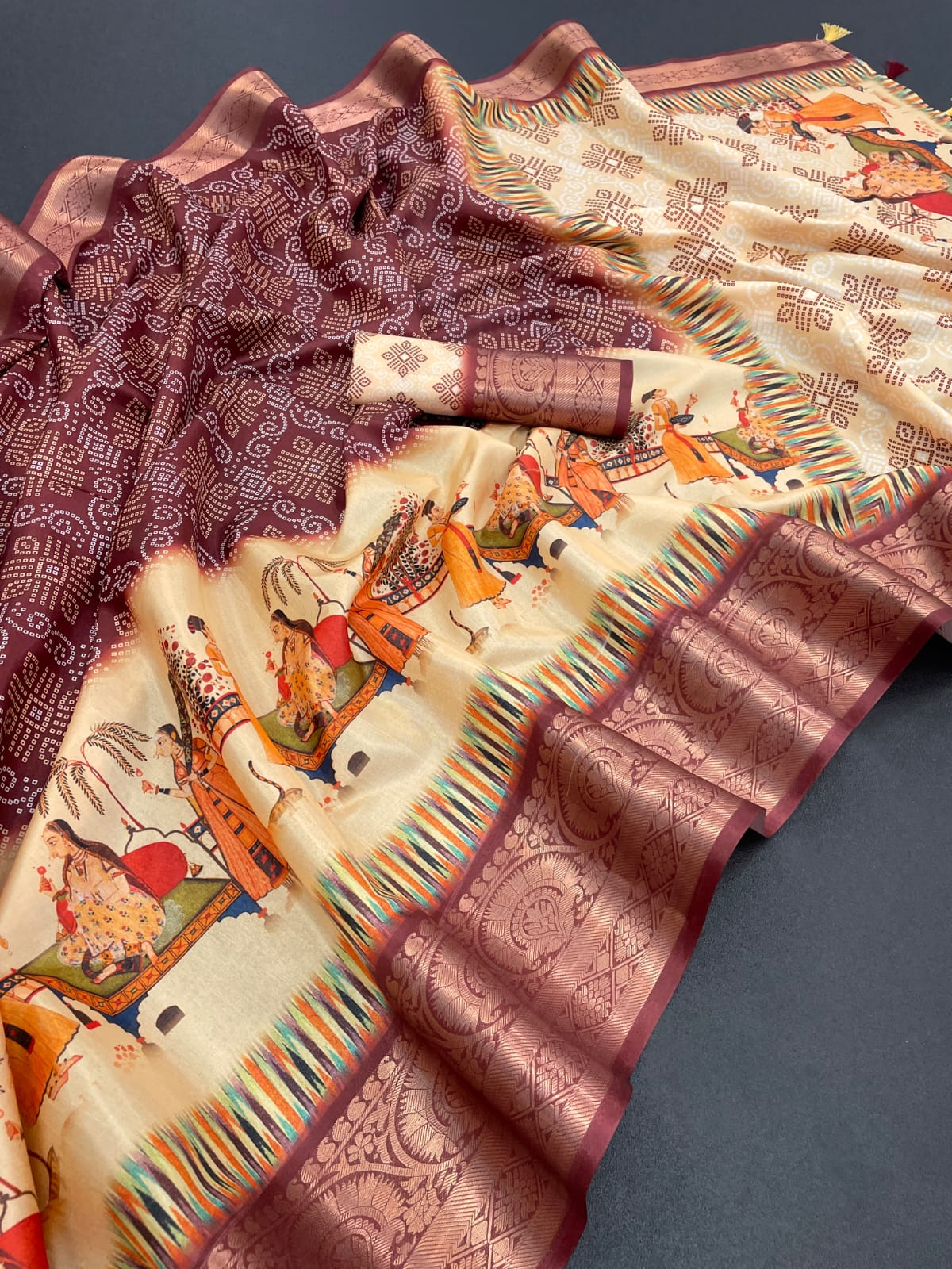 Psw Printed Designer Dola Silk Viscose jacquard weaving Border Sarees Wholesale Shop In Surat
